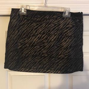 Black and gold zebra print skirt